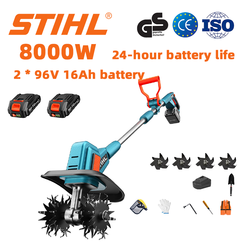 (Durata de viață a bateriei de 24 de ore) Plug de 8000W + baterie litiu de 96V 16Ah * 2 + încărcător rapid * 1 + lopată * 1 + lame plug * 4 + diverse accesorii