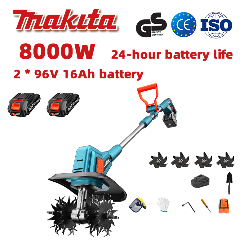 (Durata de viață a bateriei de 24 de ore) Plug de 8000W + baterie litiu de 96V 16Ah * 2 + încărcător rapid * 1 + lopată * 1 + lame plug * 4 + diverse accesorii