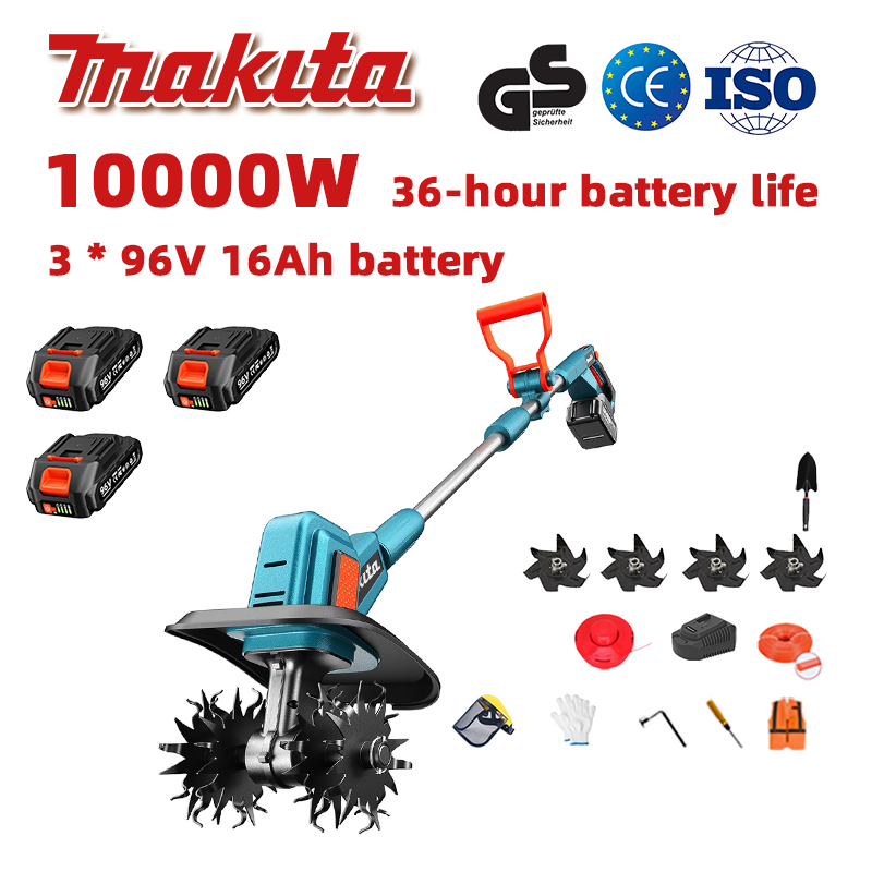 (Durata de viață a bateriei 36 de ore) Plug de 10000W + baterie litiu de 96V 16Ah * 3 + încărcător rapid * 1 + lopată * 1 + lamă plug * 4 + frânghie de tăiere * 1 + diverse accesorii